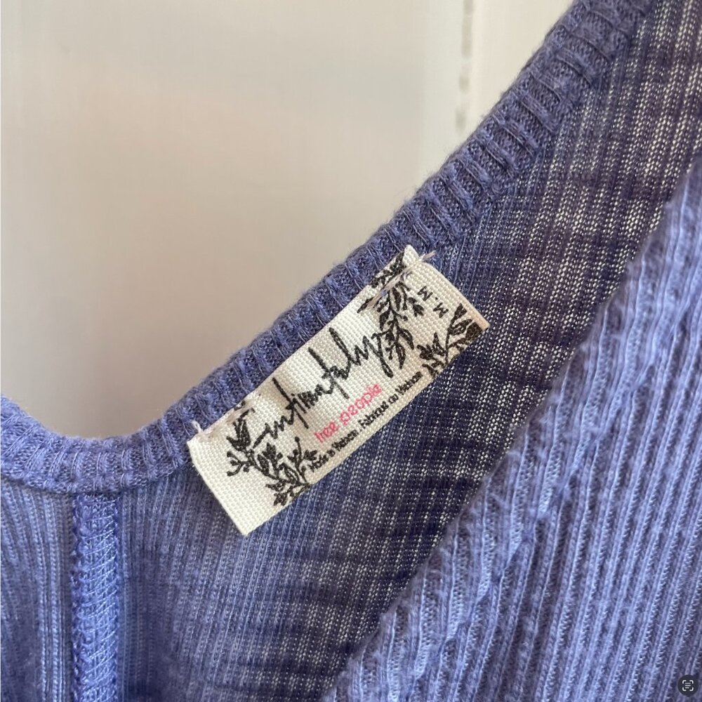 Free People Indie blue Ribbed Swing Tank Top – Size Medium - Picture 5 of 6